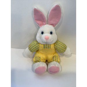 Kinderkids Bunny Rabbit Plush in Yellow Overalls Says Peek A Boo I See You 1998